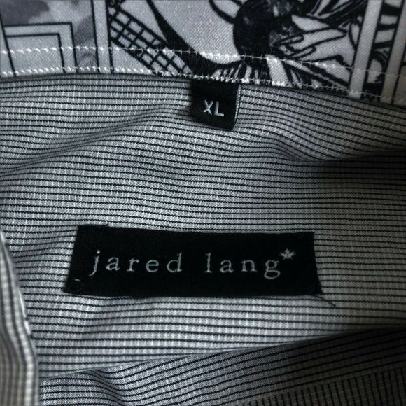 Jared Lang Button Up Shirt Adult Extra Large Gray Square Button Long Sleeve Mens - Picture 11 of 12
